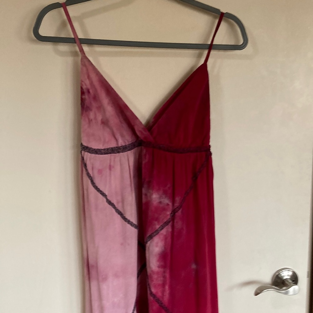 Gypsy 05 tie-dye spaghetti strap maxi dress size x-small hot pink